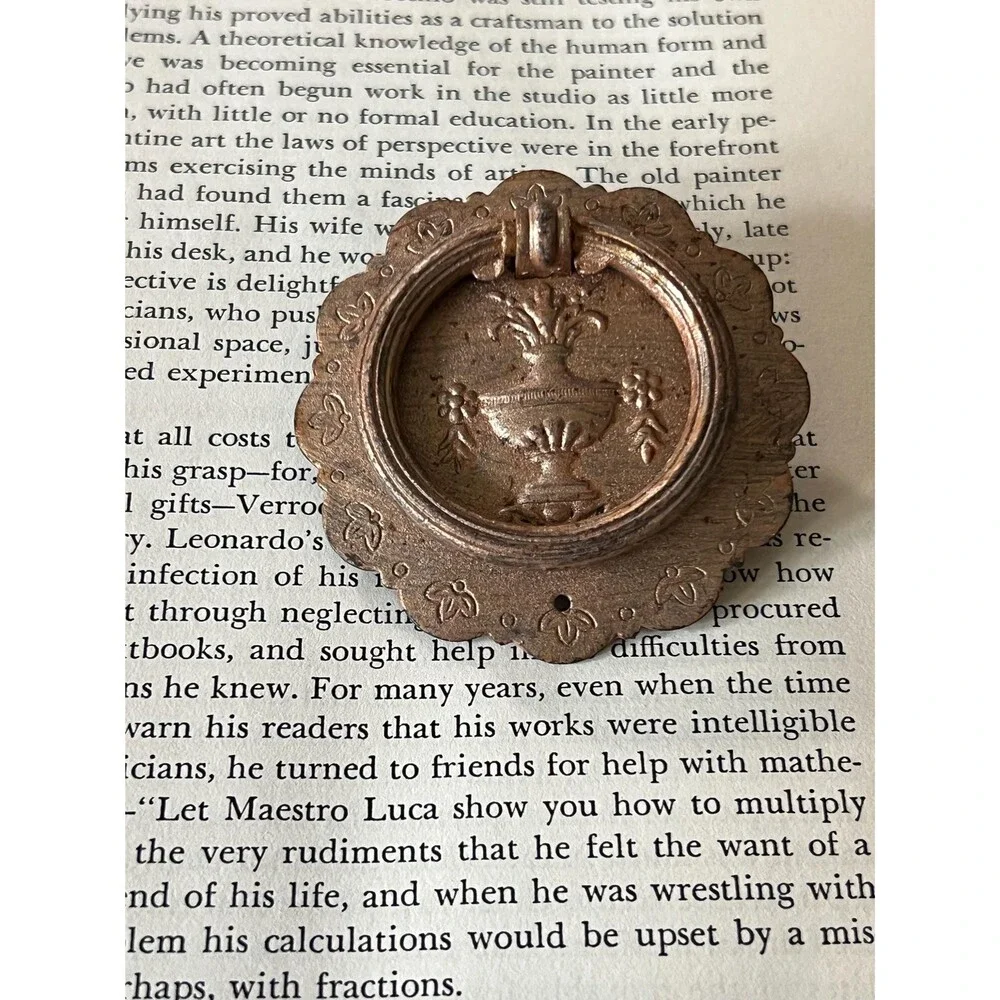 Single Vintage Cast Iron Drawer/Cabinet Ring Pull with Urn Detail